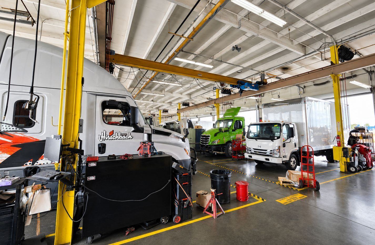 Interior service bays with 5-ton bridge crane